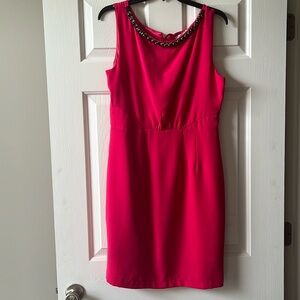 Lucy Paris Pink Sheath Dress with Crystal Neckline